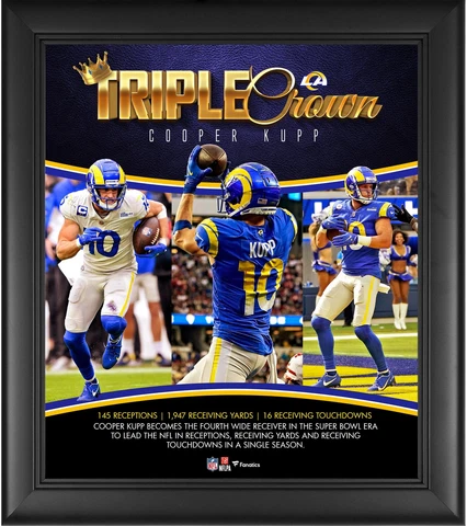 Cooper Kupp Los Angeles Rams Framed 15" x 17" Receiving Triple Crown Collage Cover