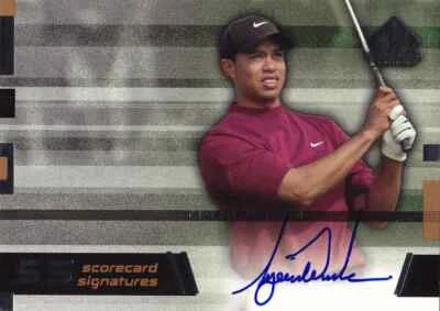 2003 Upper Deck SP Game Used TIGER WOODS Auto Scorecard Signatures Card - Image 1 of 4