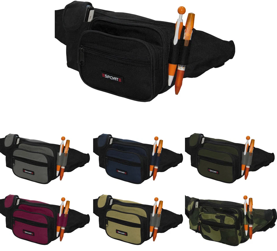 MARSUPIO UOMO DONNA SPORTIVO 5 SCOMPARTI MULTITASCHE BORSA LAVORO CORSA CINTURA - Image 1 of 1