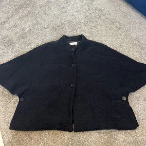 TALBOTS XS S BLACK WOOL PONCHO COAT Womens Winter Cape Jacket Shawl - Picture 1 of 7