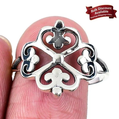 Conjunto de canales de mujer de plata maciza de aspecto tradicional con piedras preciosas nuevo anillo en racimo talla 10 Foto 1 de 4