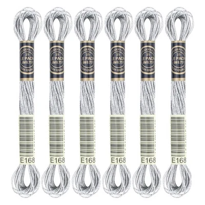 6 Skeins Embroidery Thread, Metallic Silver Embroidery Floss Friendship Brac... - Image 1 of 4