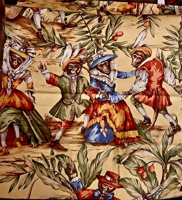 Anthropomorphized Monkeys "Les Singeries" Collection by Pierre Frey 21"x72" - Image 1 of 4