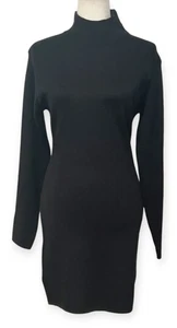 Dalmys Damen schwarzes Strick Pullover Kleid Gr. M Medium Wollmischung Stehkragen - Bild 1 von 8