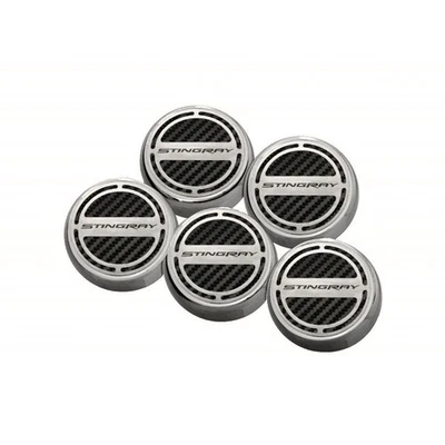 Stingray' Cap Covers Blue CF Inlay for 2014-2019 Corvette Z06 Automatic [Chrome] - Image 1 of 4