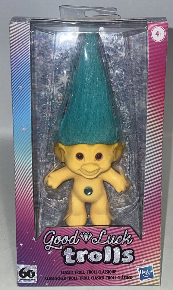 Good Luck Trolls Teal Hair Yellow Body Doll 60th Anniversary 2019 Hasbro