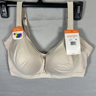 Sujetador inalámbrico Warners Easy Does It ligeramente forrado - Talla L (38C) - Beige - ¡NUEVO CON ETIQUETAS! Foto 1 de 4