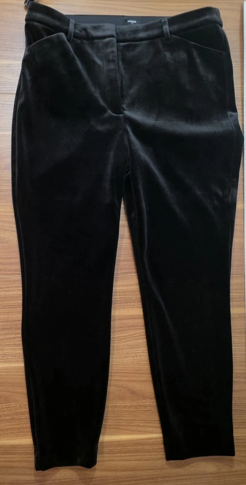 Pantalones ajustados de terciopelo Express Editor talla 12 negros tiro alto Foto 1 de 4