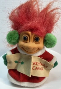Vintage 5" Russ Troll Puppe Weihnachtslied Sänger Caroler rote Haare - Bild 1 von 9