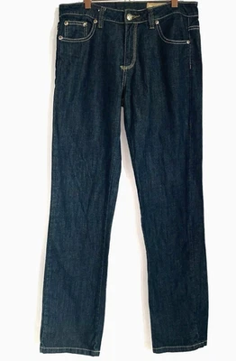 Pantalones de mezclilla para mujer V Cristina bolsillos adornados talla 10 lavado oscuro pierna recta     Foto 1 de 4