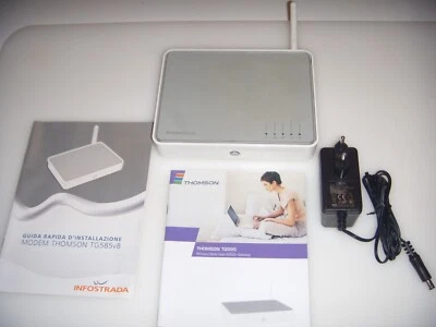 THOMSON TG585 V8 MODEM ROUTER WIRELESS Multi-User ADSL2+ GATEWAY PERFETTO - Immagine 1 di 4