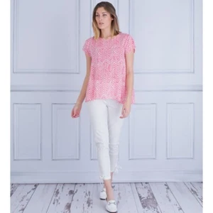 MASAI COPENHAGENDeanna A-Form Top mit Rüschen hinten Lurexfaden koralle/creme Neu mit Etikett - Bild 1 von 10