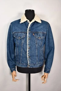 Levis 70608-0217 Orange Tab Made In USA Vintage Boa Lined Denim Jacket size 40 - Picture 1 of 13