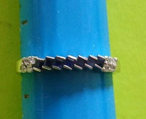 14ct 585 White Gold Ring 1.70g small 7 blue Sapphire + 8 diamonds size O - Picture 1 of 9