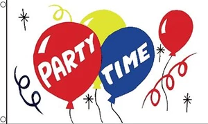 PARTY TIME FLAG 3X2 feet 90cm x 60cm FLAGS BIRTHDAY CHRISTMAS NEW YEAR - Picture 1 of 1