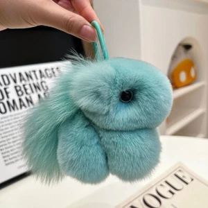 Real Rabbit Fur Horse Pony Keyring Kids Toy Bag Charm Bag Car Phone Pendant Gift - Picture 1 of 4