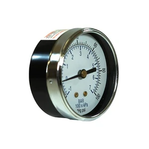 Dry Center Back Mount Vacuum Gauge with 2.5" Dial, (-30-100 PSI), 1/4" Male NPT - Picture 1 of 8