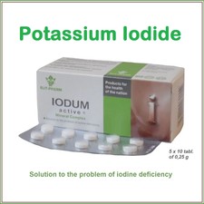 IODUM, Potassium Iodide, ACTIVE IODINE 50 tabl. of 0,25g Йод активный
