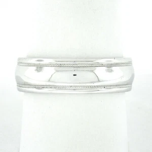 Men's Classic Artcarved 14k White Gold Polished w/ Milgrain Wedding Band Ring - Picture 1 of 7
