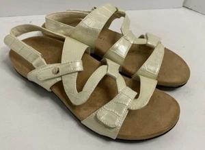Vionic Orthopedic Sandals Snake Ivory Patent Leather 342 PAROS Womens Shoes 7 - Picture 1 of 6