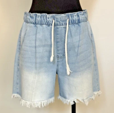 Celebrity Pink Paperbag Jean Shorts High Rise Comfy Boyfriend Fit Raw Hem Small - Image 1 of 4