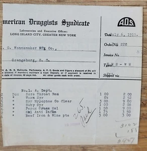 1911 Letterhead New York City American Druggists Syndicate *Trimmed* - Picture 1 of 2