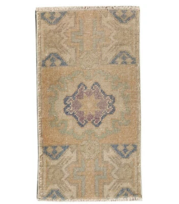 1x3 Turkish Medallion Runner Vintage Wool Carpet Oushak Hand Knotted Area Rug - Image 1 of 4