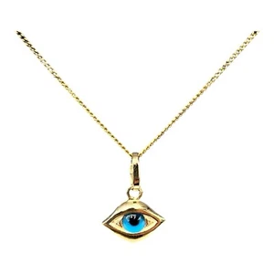 9ct 9k Yellow Gold Elliptical Evil Eye Charm Pendant 1.26 Grams. Brand New - Picture 1 of 7