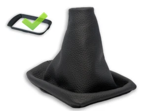 FOR VOLVO C30 S40 V50 GEAR SHIFT BOOT GAITER LEATHER STITCHING BLACK + FRAME - Picture 1 of 6