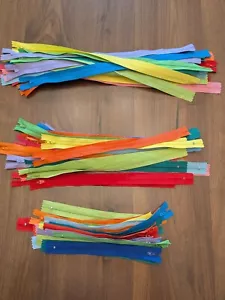 Rainbow Assortment of 8", 12", 16" Coil Zippers Lot of 73 - Picture 1 of 12