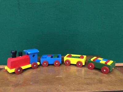 Trenino Legno Giocattolo Con Scatola - Immagine 1 di 4