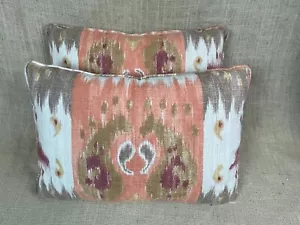 Paar maßgeschneiderte IKAT STOFF Kissen * Nackenrollen * 17" x 11" x 5" - Bild 1 von 7
