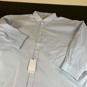 Roundtree Yorke Dress Shirt Mens Big 22 36 Blue Button Up LS Non-Iron Pinpoint - Picture 1 of 10
