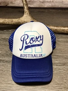 ROXY AUSTRALIA Women’s Blue White SnapBack Trucker Hat Cap Mesh - Picture 1 of 6