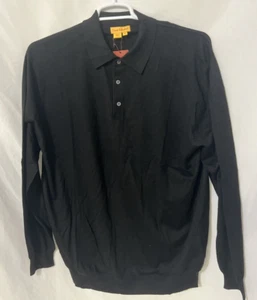 Tricots St Raphael Black Lightweight Silk Blend Sweater Collared Popover Sz XL  - Picture 1 of 8