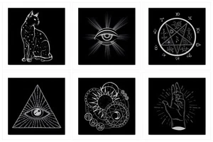 Ceramic Tile Set of 6 Occult Symbols Mystic Wall Art Decor Backsplash Tiles - Picture 1 of 8