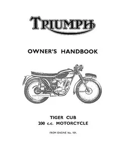 Triumph Owners Manual Book 1966 Tiger Cub T20 & 1966 Mountain Cub T20M. - Bild 1 von 12