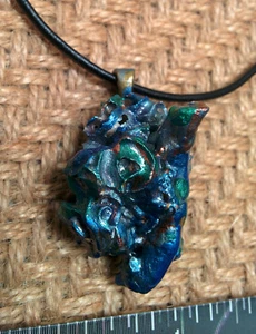 Maßgefertigte handgefertigte Fossil Wurm Muschel Halskette verstellbar Lederband NC121 - Bild 1 von 2