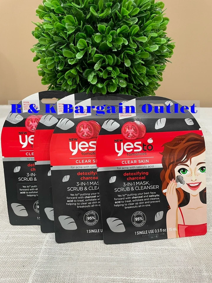 Mascarilla facial exfoliante y limpiador Yes To Tomatoes carbón desintoxicante ~ 5 piezas Foto 1 de 1