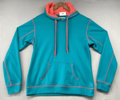 BCG Womens Pullover Hoodie LARGE Teal & Orange Hand Pockets Polyester Activewear - Image 1 of 4