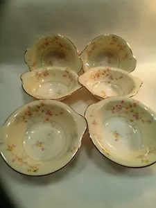 PAPST GOSSER GENUTZTE MÜSLISCHALEN CLEMENTINE PASTELL BLUMEN CREME RAND 7" 6er Set - Bild 1 von 8