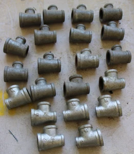 1" x 1/2" x 3/4" Galvan. Steel, Import Tees, Shelf tarnish, SEE PICS - Lot of 21 - Picture 1 of 3