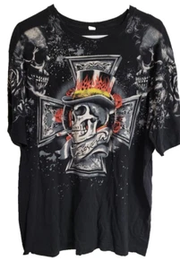 Camiseta Poison Rock N Roll Band Para Hombre Calavera Llamas Cruzadas XXL - Imagen 1 de 2