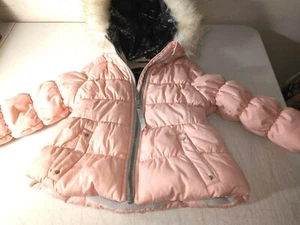 Childs Pink Long Sleeve Quilted Coat Size 2T w/Faux Fur Trim By Jessica Simpson - Picture 1 of 9