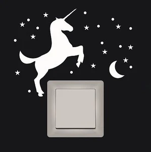WD Tatuaje de Pared Unicornio Unicornio 90 Piezas Brillante Fluorescente Estrellas Luna - Imagen 1 de 1