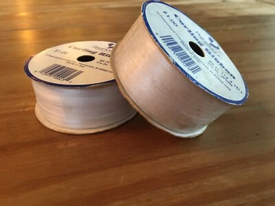 2 VINTAGE WHITE CURLING GIFT  RIBBON ROLLS BY PARAMOUNT 55 FEET 3/16" WIDE ITALY - Image 1 of 4