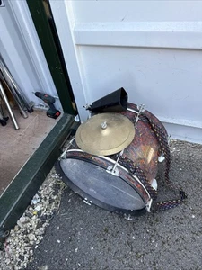 Free P&P. 20” Bass Drum. Adapted for Marching. Strap Cowbell Splash Stack Cymbal - Picture 1 of 16