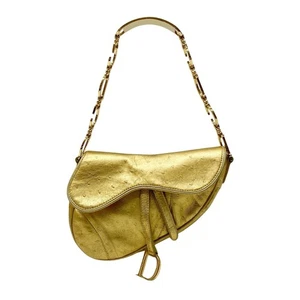 DIOR Saddle Gold Leather Shoulder Bag - Picture 1 of 20