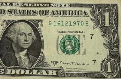 Birthday Note December 16 1970 fancy serial number 1 dollar billG16121970E - Image 1 of 4