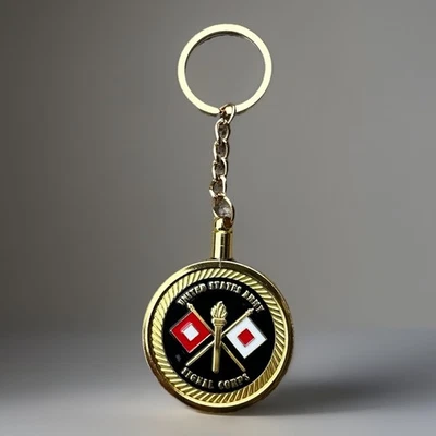 US ARMY SIGNAL CORPS Challenge Coin Keychain Ft. Gordon. Fast Shipping. - Image 1 of 4